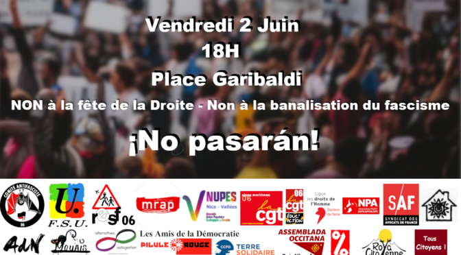 Fête anti-fasciste le 2 juin à Nice